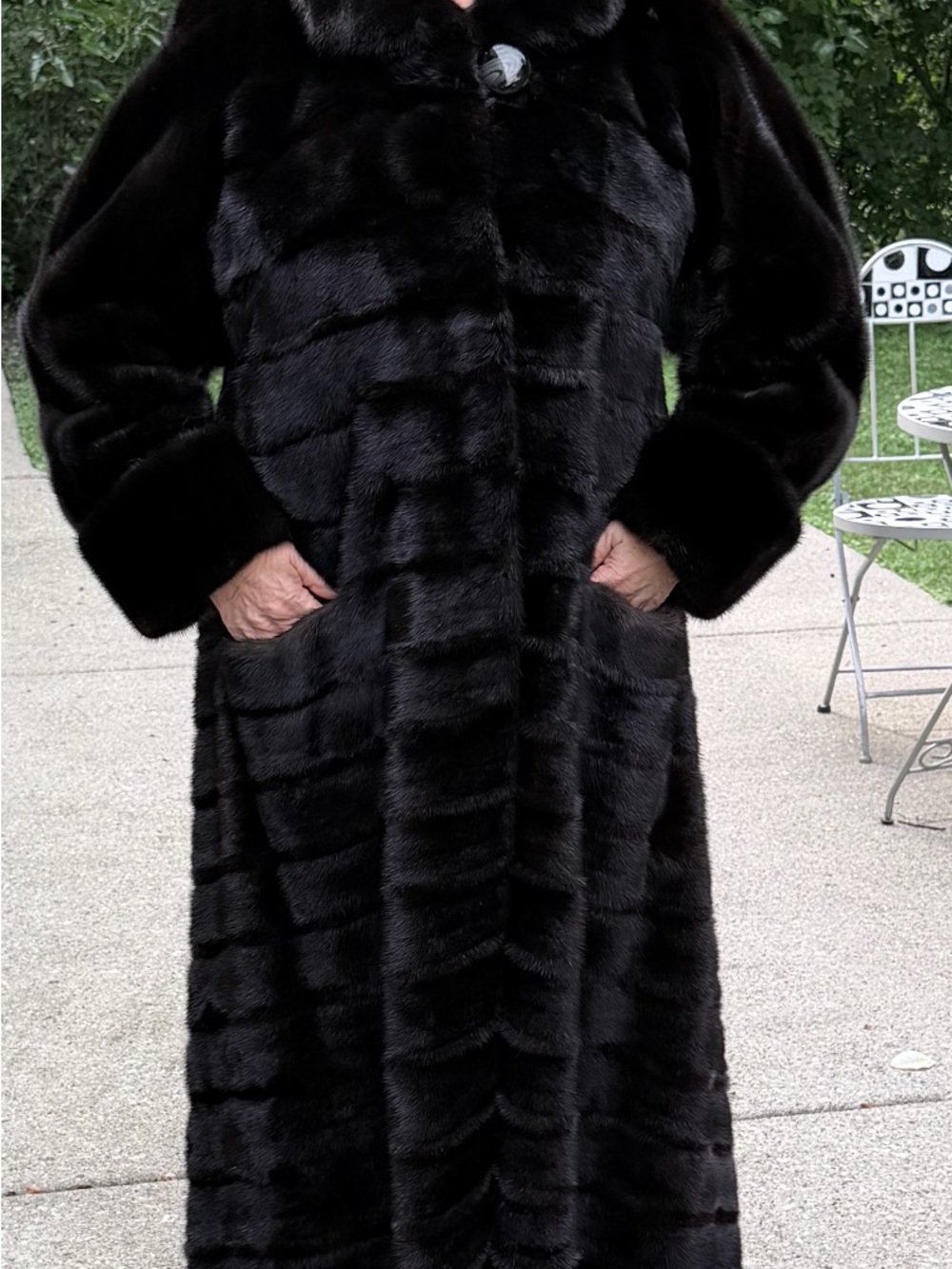 Luxurious Black Fur Long Coat